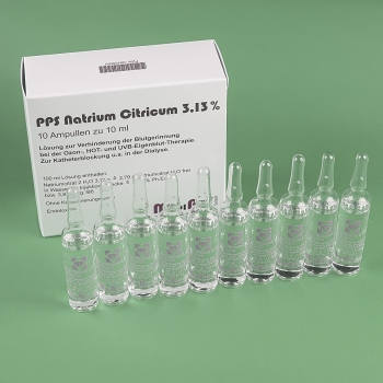 Box of 10 10ml vials of Sodium Citrate Ampoules