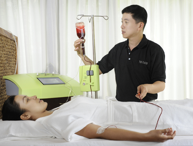 Woman undergoing Ozone Therapy