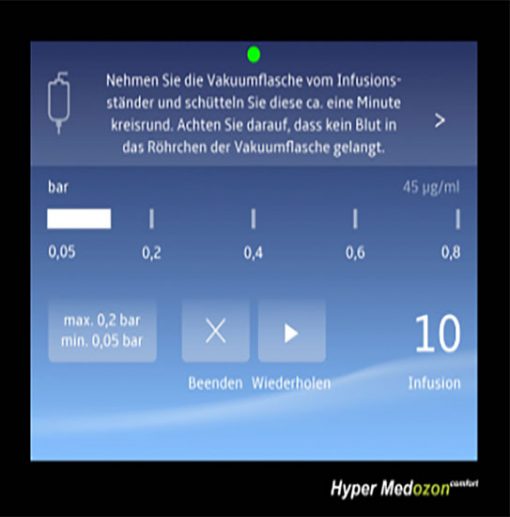 Medozon comfort screen ozone dosage display
